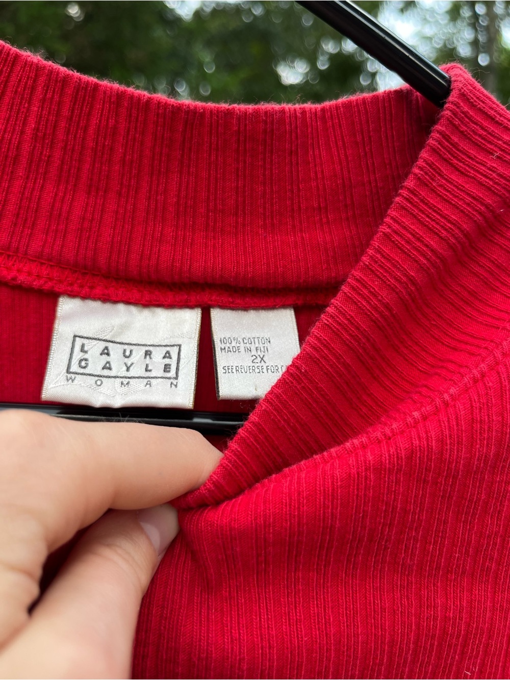 Vintage Mock Neck Ribbed Short Sleeve Top - Vibrant Red - Picture 2 of 3